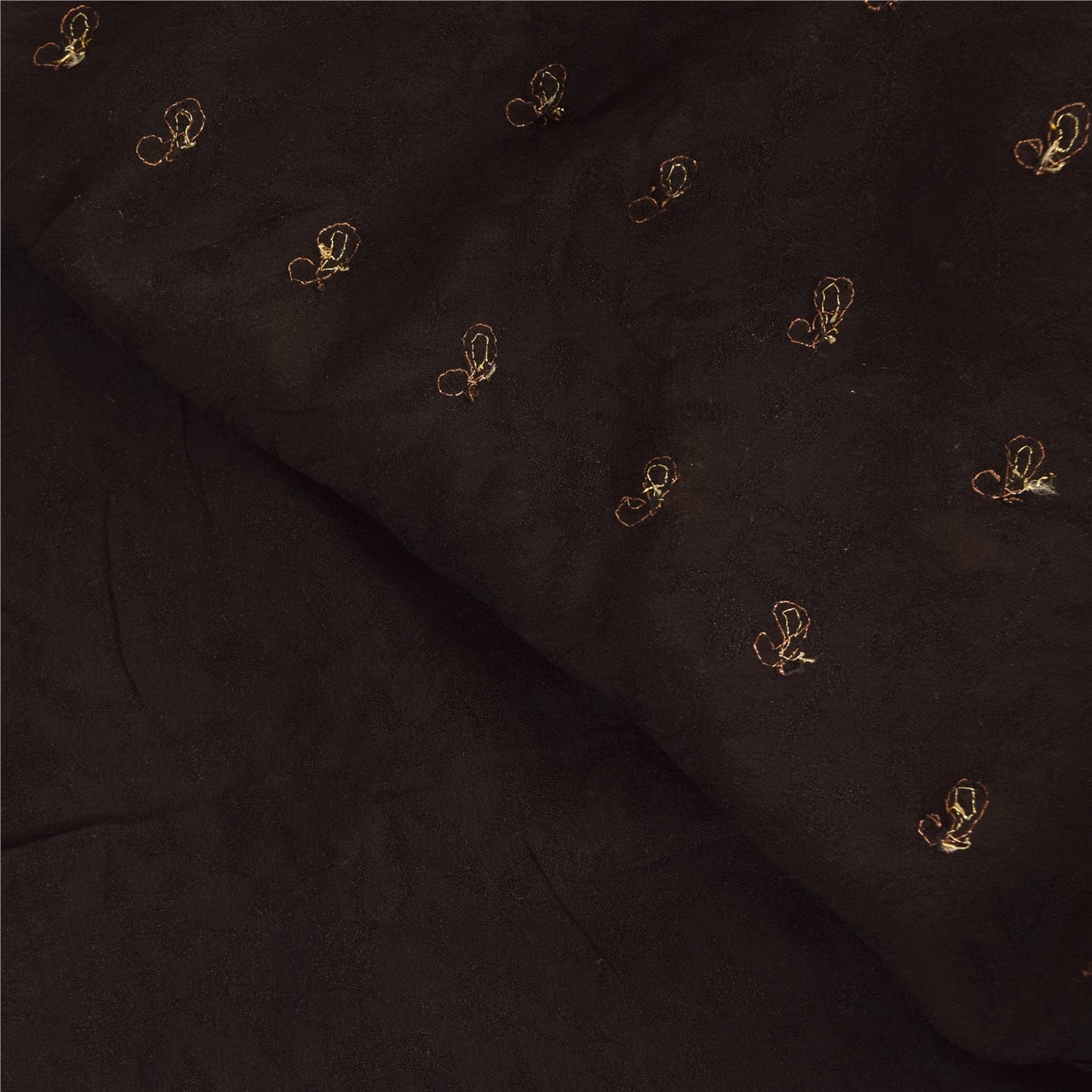 Sanskriti Vintage Black Sarees Pure Georgette Hand Beaded Sari 6yd Craft Sustainable Fabric