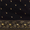 Sanskriti Vintage Black Sarees Pure Georgette Hand Beaded Sari 6yd Craft Sustainable Fabric