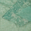 Sanskriti Vintage Mint Green Sarees Mint Green Hand Beaded Sari 5yd Craft Sustainable Fabric