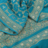 Sanskriti Vintage Light Blue Sarees Pure Georgette woven Premium Sustainable Fabric 6yd Sari