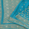 Sanskriti Vintage Light Blue Sarees Pure Georgette woven Premium Sustainable Fabric 6yd Sari