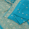 Sanskriti Vintage Light Blue Sarees Pure Georgette woven Premium Sustainable Fabric 6yd Sari