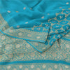 Sanskriti Vintage Light Blue Sarees Pure Georgette woven Premium Sustainable Fabric 6yd Sari