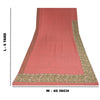 Sanskriti Vintage Peach Sarees Pure Crepe Hand Embroidered Sari 6yd Craft Fabric