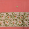 Sanskriti Vintage Peach Sarees Pure Crepe Hand Embroidered Sari 6yd Craft Fabric