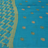 Sanskriti Vintage Blå Sarier Ren Georgette Vævet Premium Sari 5yd Håndværk Bæredygtigt Stoff