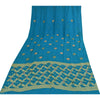 Sanskriti Vintage Blå Sarier Ren Georgette Vævet Premium Sari 5yd Håndværk Bæredygtigt Stoff