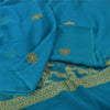 Sanskriti Vintage Blå Sarier Ren Georgette Vævet Premium Sari 5yd Håndværk Bæredygtigt Stoff