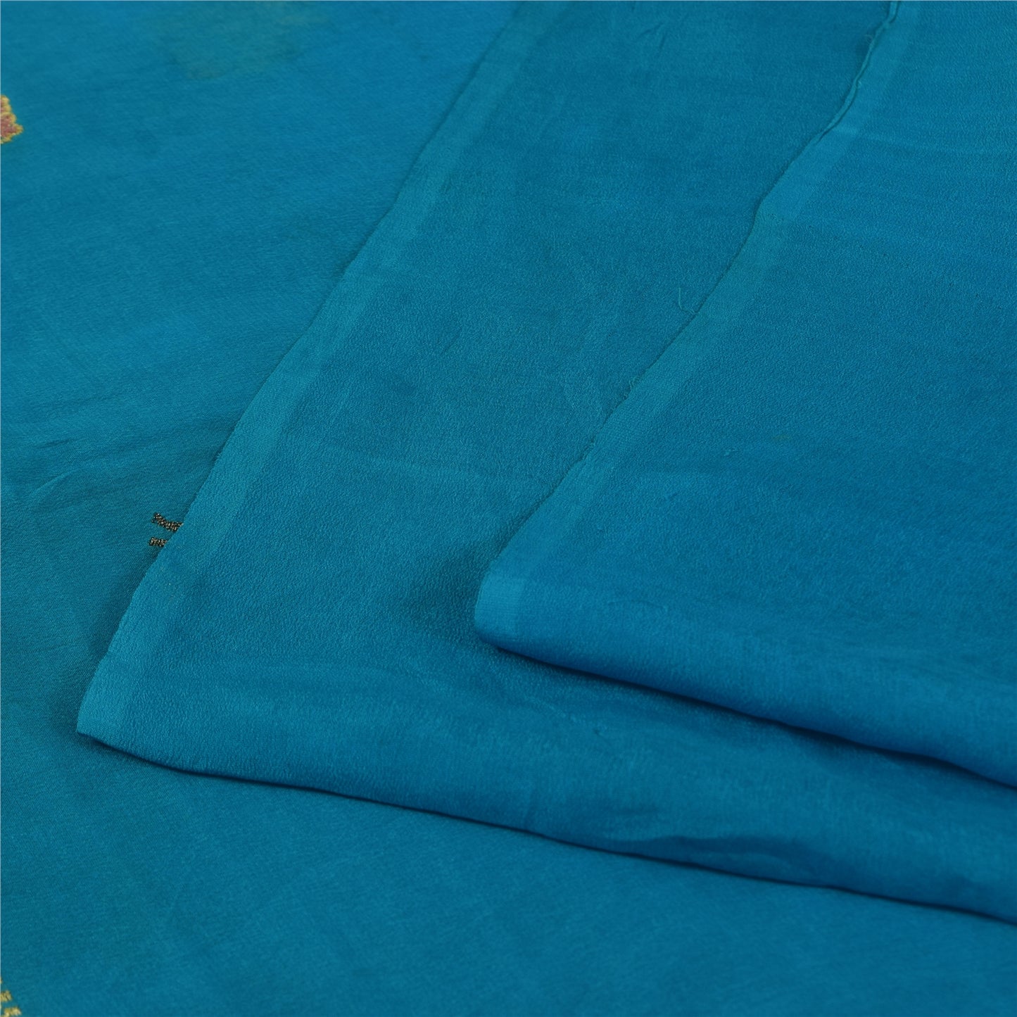 Sanskriti Vintage Blå Sarier Ren Georgette Vævet Premium Sari 5yd Håndværk Bæredygtigt Stoff