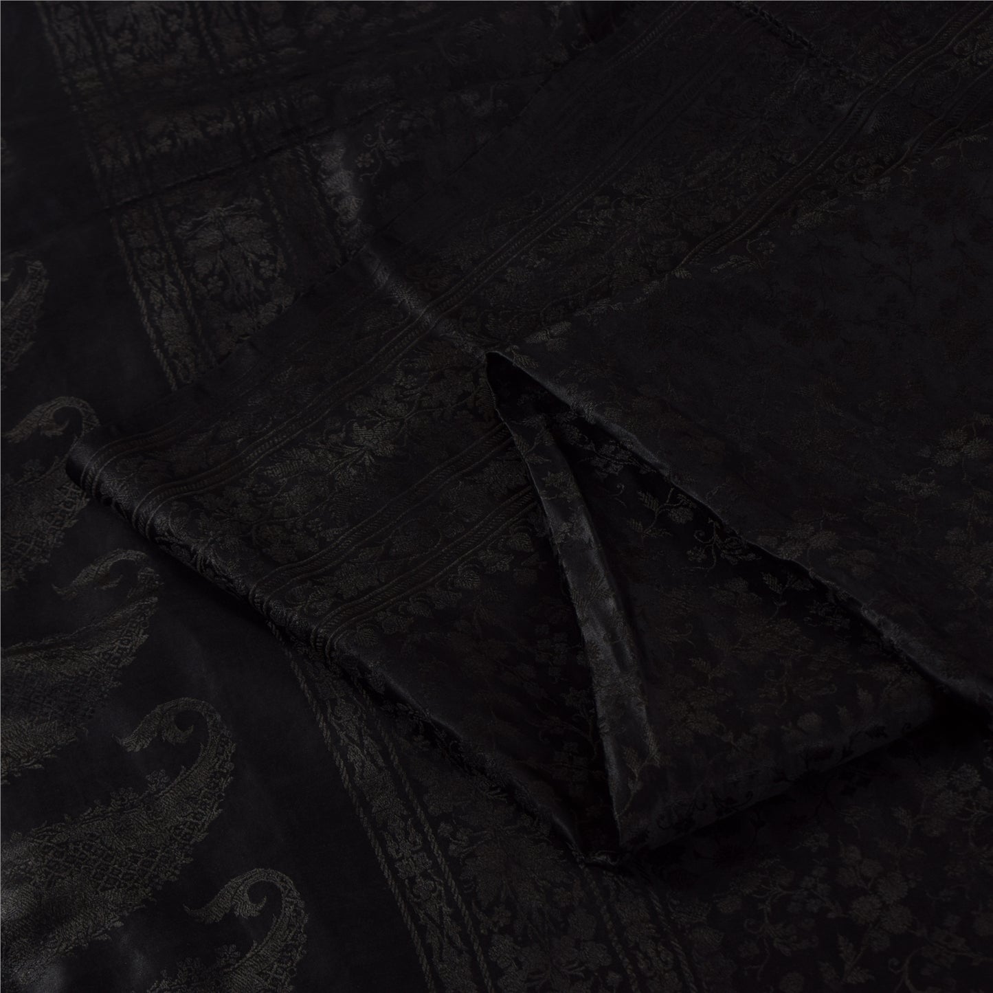 Sanskriti Vintage Indian Black Sarees Pure Silk Woven Premium Sari Craft Fabric