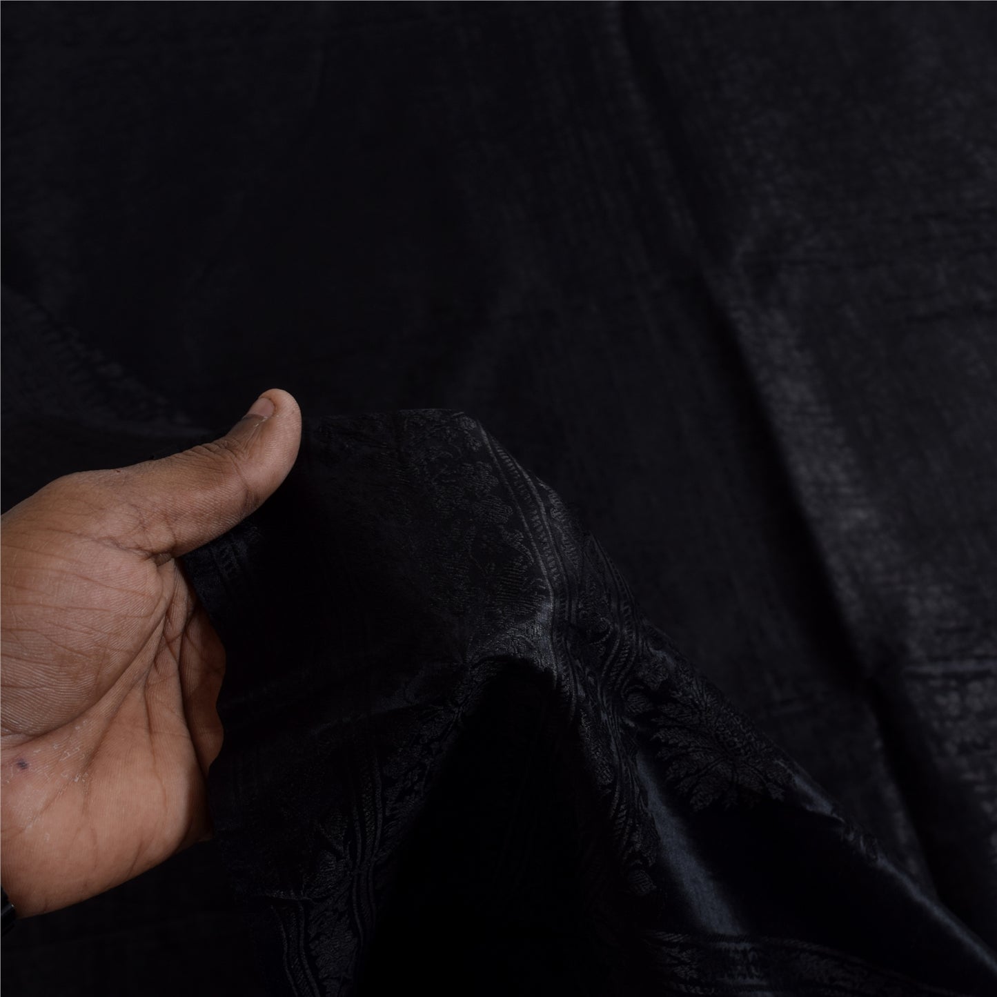 Sanskriti Vintage Indian Black Sarees Pure Silk Woven Premium Sari Craft Fabric