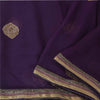 Sanskriti Vintage Purple Dupatta Long Stole Pure Chiffon Hand Beaded Ethnic Veil