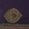 Sanskriti Vintage Purple Dupatta Long Stole Pure Chiffon Hand Beaded Ethnic Veil