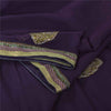 Sanskriti Vintage Purple Dupatta Long Stole Pure Chiffon Hand Beaded Ethnic Veil