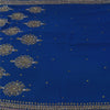 Sanskriti Vintage Blue Sarees Pure Georgette Hand Beaded Sari 6yd Craft Fabric