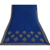 Sanskriti Vintage Blue Sarees Pure Georgette Hand Beaded Sari 6yd Craft Fabric