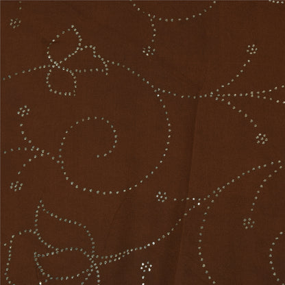 Sanskriti Vintage Sorte Sarier Ren Crepe Silke Perlebesat Premium Sari Håndværksstof