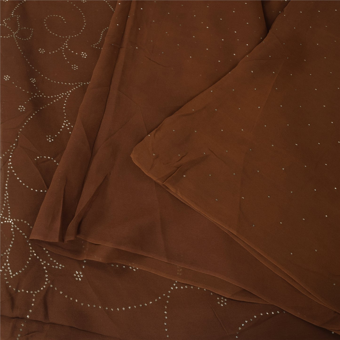 Sanskriti Vintage Sorte Sarier Ren Crepe Silke Perlebesat Premium Sari Håndværksstof