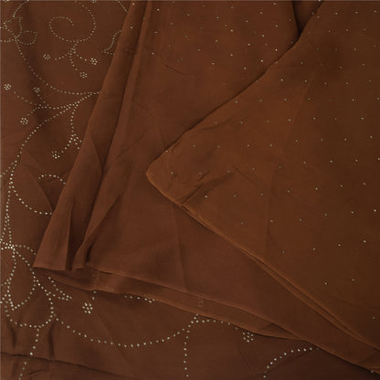 Sanskriti Vintage Sorte Sarier Ren Crepe Silke Perlebesat Premium Sari Håndværksstof