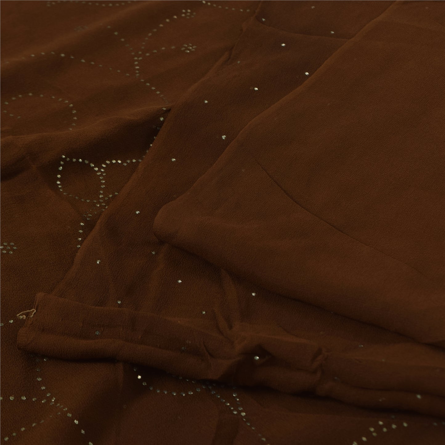 Sanskriti Vintage Sorte Sarier Ren Crepe Silke Perlebesat Premium Sari Håndværksstof