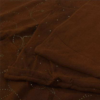 Sanskriti Vintage Sorte Sarier Ren Crepe Silke Perlebesat Premium Sari Håndværksstof