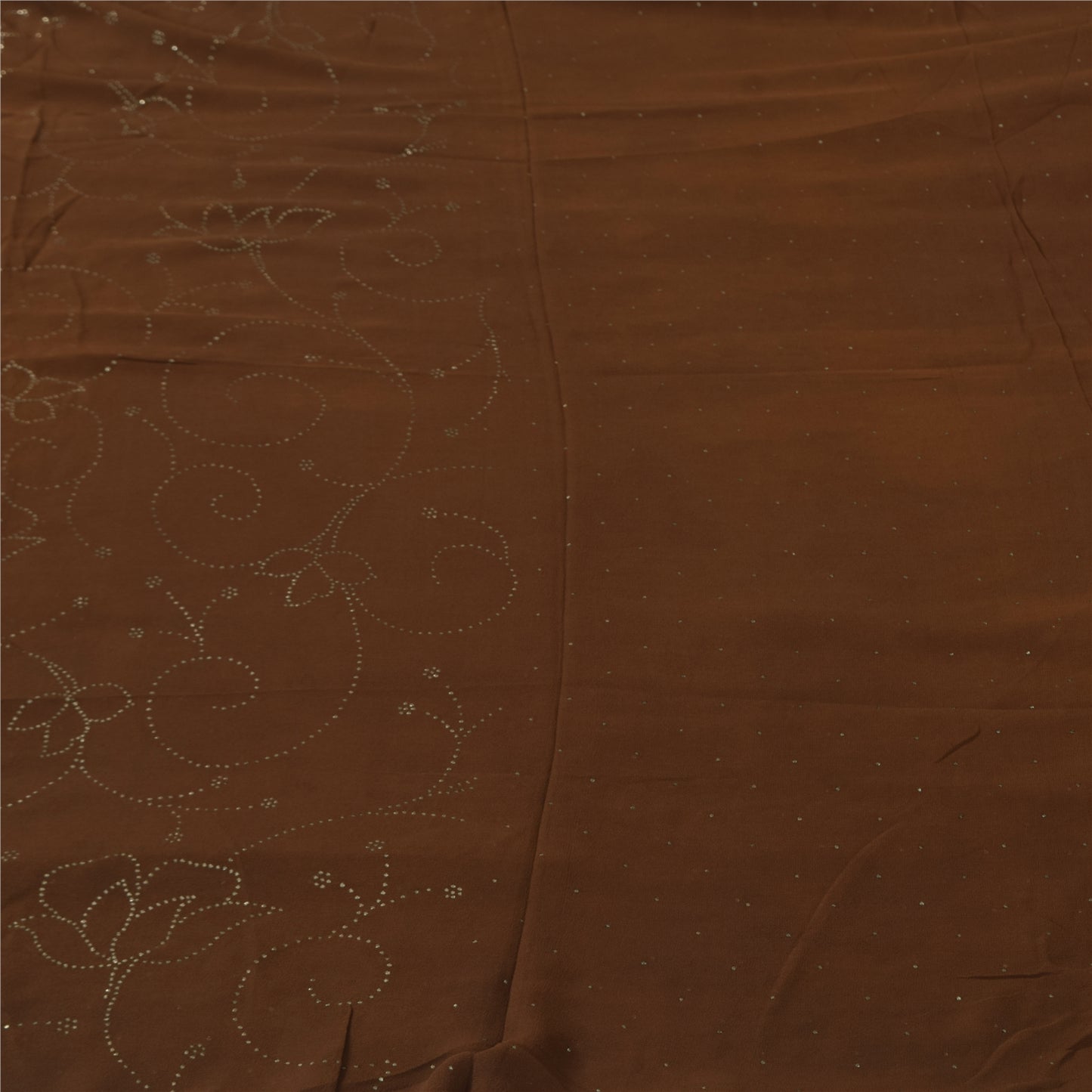 Sanskriti Vintage Sorte Sarier Ren Crepe Silke Perlebesat Premium Sari Håndværksstof