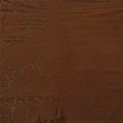 Sanskriti Vintage Sorte Sarier Ren Crepe Silke Perlebesat Premium Sari Håndværksstof