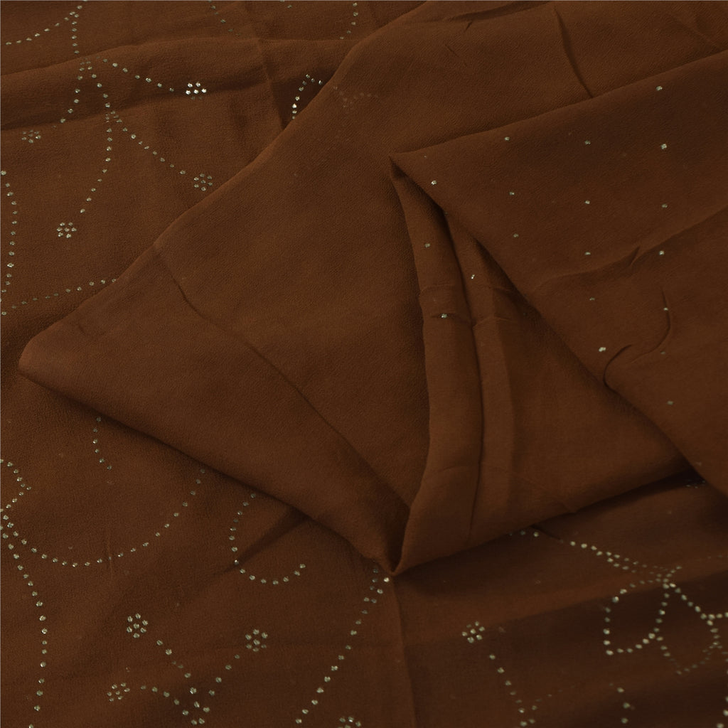 Sanskriti Vintage Sorte Sarier Ren Crepe Silke Perlebesat Premium Sari Håndværksstof