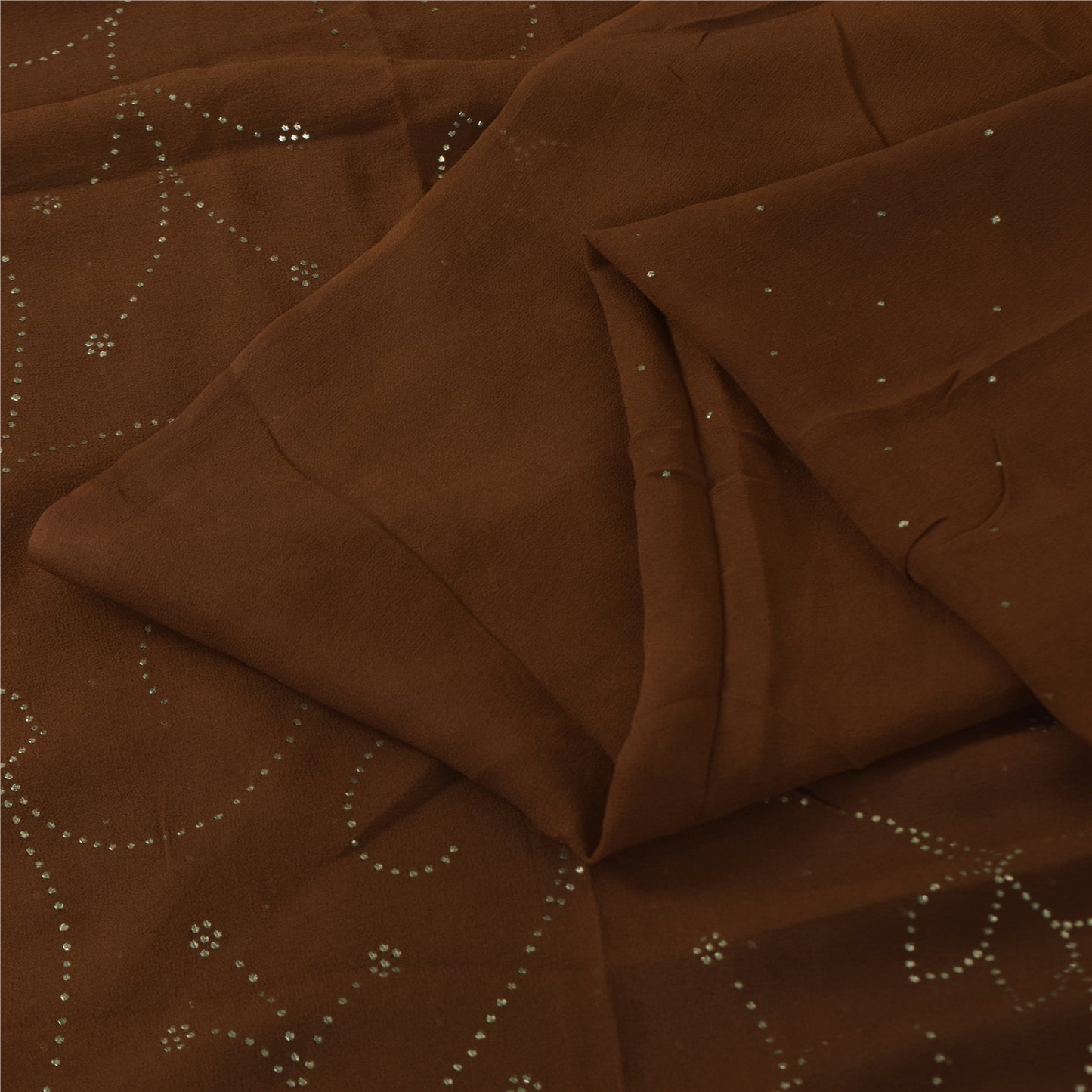 Sanskriti Vintage Sorte Sarier Ren Crepe Silke Perlebesat Premium Sari Håndværksstof