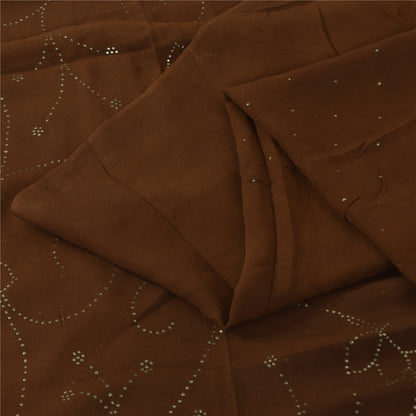 Sanskriti Vintage Sorte Sarier Ren Crepe Silke Perlebesat Premium Sari Håndværksstof