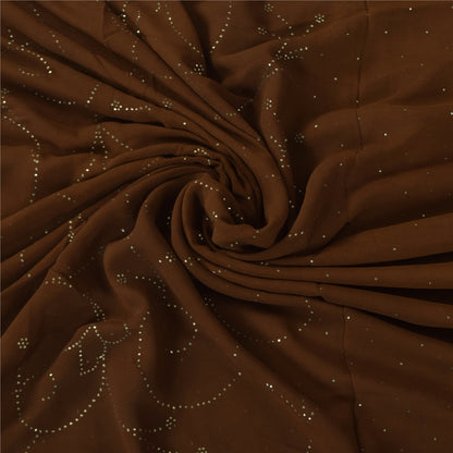 Sanskriti Vintage Sorte Sarier Ren Crepe Silke Perlebesat Premium Sari Håndværksstof