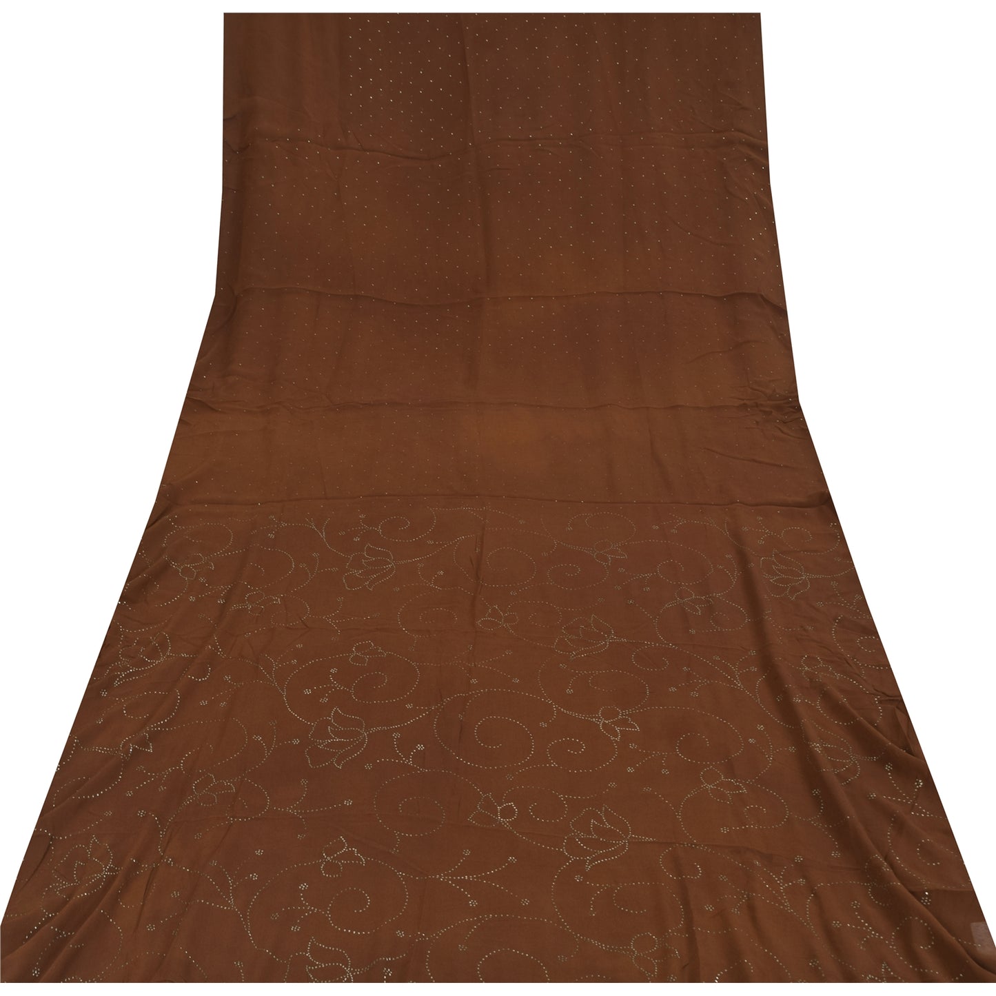 Sanskriti Vintage Sorte Sarier Ren Crepe Silke Perlebesat Premium Sari Håndværksstof