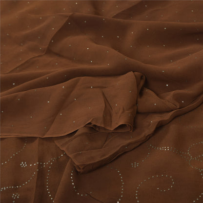 Sanskriti Vintage Sorte Sarier Ren Crepe Silke Perlebesat Premium Sari Håndværksstof