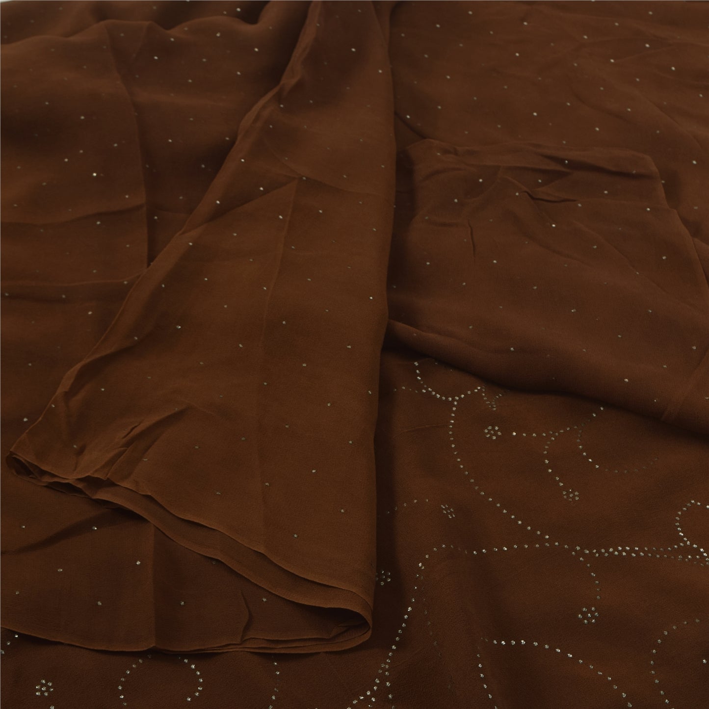 Sanskriti Vintage Sorte Sarier Ren Crepe Silke Perlebesat Premium Sari Håndværksstof