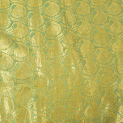 Sanskriti Vintage Blue-Golden Pure Silk Saree Paisley Woven Sari 5.5 Yd Craft