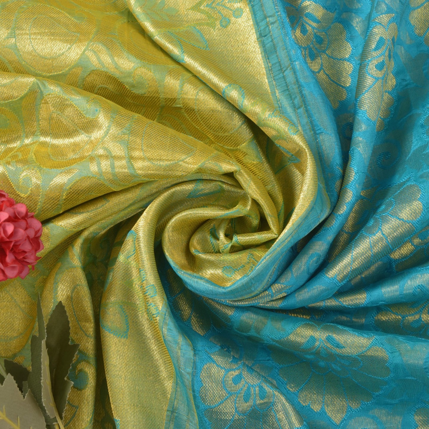 Sanskriti Vintage Blue-Golden Pure Silk Saree Paisley Woven Sari 5.5 Yd Craft