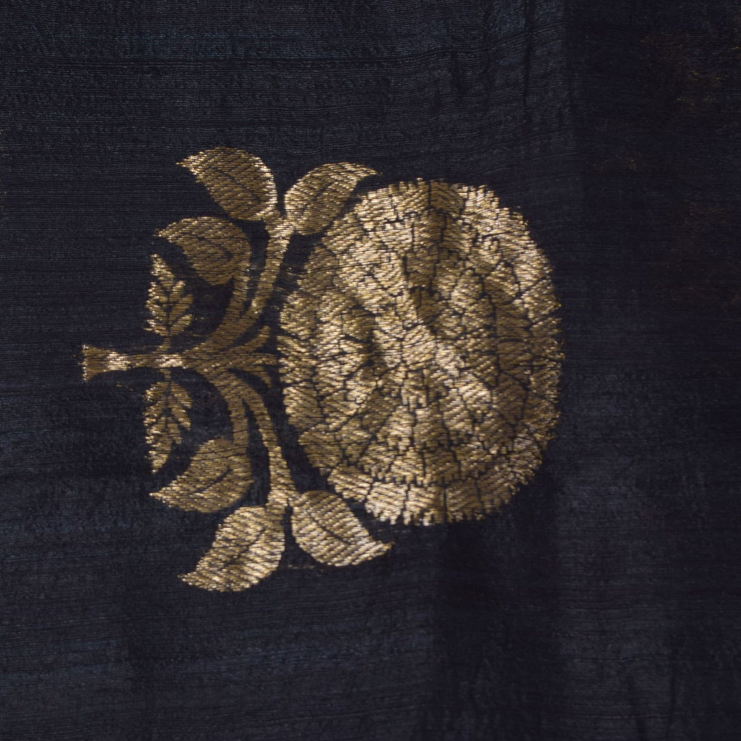 Sanskriti Vintage Black Pure Silk Saree Golden Zari Woven Sari 5.5 Craft Fabric