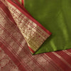 Sanskriti Vintage Green-Red Pure Silk Saree Brocade Zari Hand Woven Sari 5.5 YD