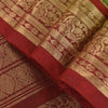 Sanskriti Vintage Green-Red Pure Silk Saree Brocade Zari Hand Woven Sari 5.5 YD