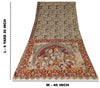 Sanskriti Vintage Cream-Red Pure Cotton Saree Hand Made Kalamkari Sari 6.5+YD
