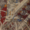 Sanskriti Vintage Cream-Red Pure Cotton Saree Hand Made Kalamkari Sari 6.5+YD