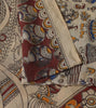 Sanskriti Vintage Cream-Red Pure Cotton Saree Hand Made Kalamkari Sari 6.5+YD