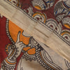 Sanskriti Vintage Cream-Red Pure Cotton Saree Hand Made Kalamkari Sari 6.5+YD