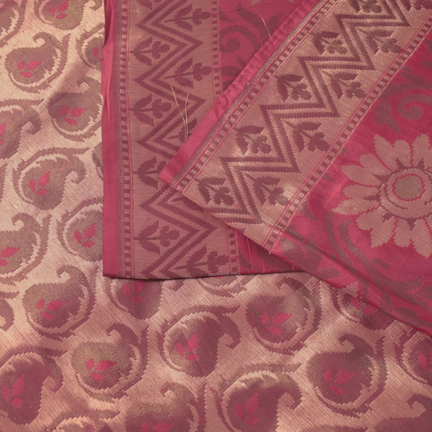 Sanskriti Vintage Soft Pink Pure Silk Saree Banarasi Brocade Floral Woven 5.5+YD