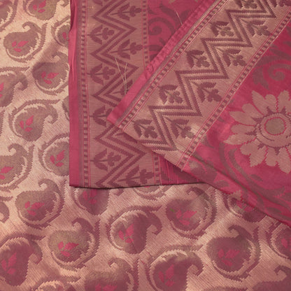 Sanskriti Vintage Soft Pink Pure Silk Saree Banarasi Brocade Floral Woven 5.5+YD