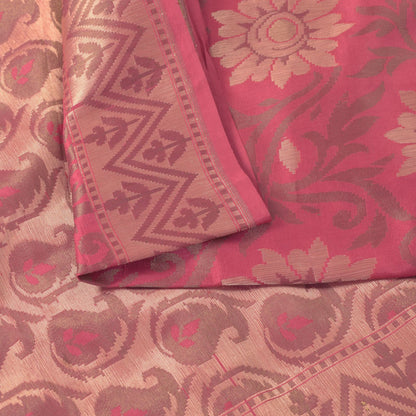 Sanskriti Vintage Soft Pink Pure Silk Saree Banarasi Brocade Floral Woven 5.5+YD