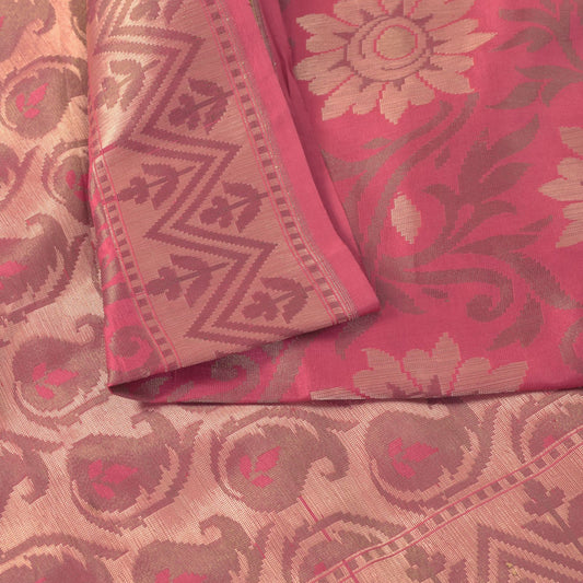 Sanskriti Vintage Soft Pink Pure Silk Saree Banarasi Brocade Floral Woven 5.5+YD