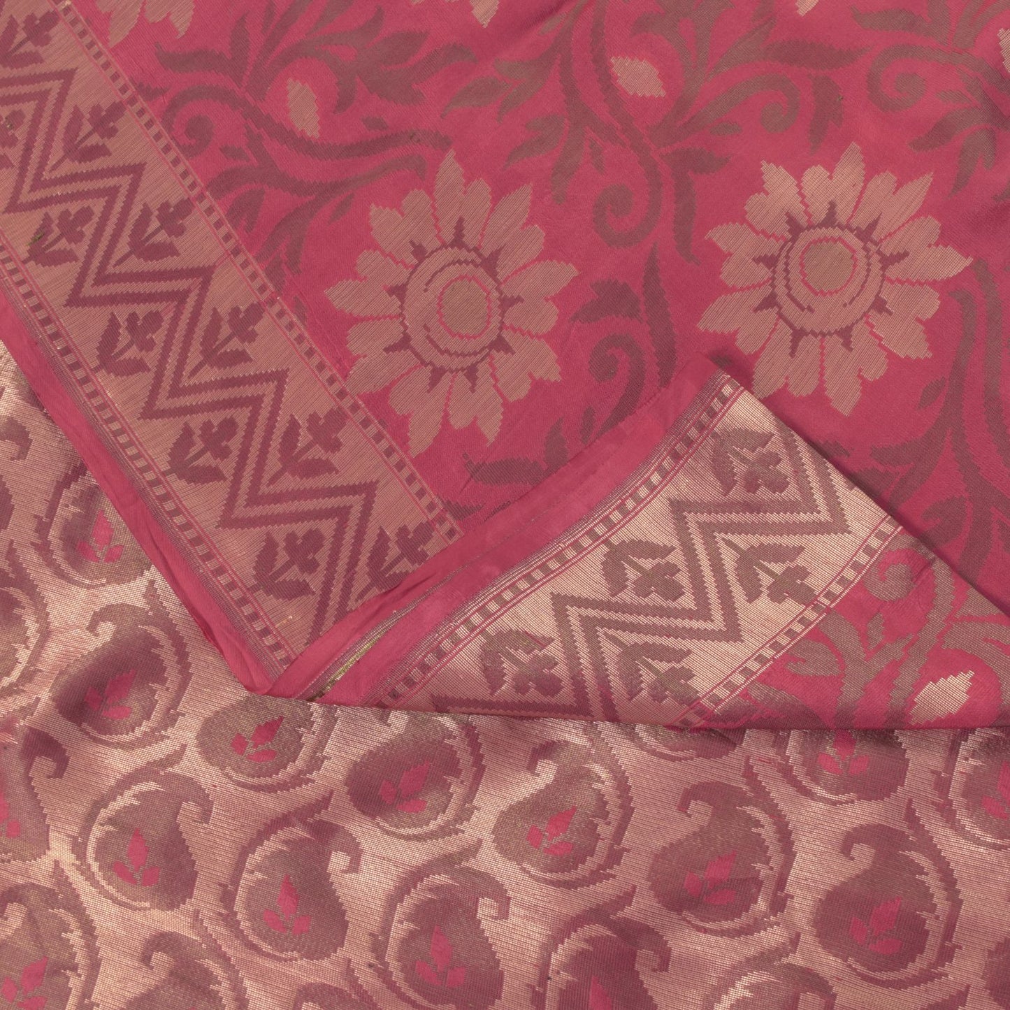 Sanskriti Vintage Soft Pink Pure Silk Saree Banarasi Brocade Floral Woven 5.5+YD