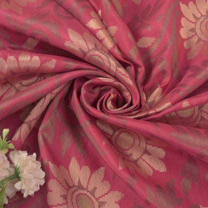 Sanskriti Vintage Soft Pink Pure Silk Saree Banarasi Brocade Floral Woven 5.5+YD