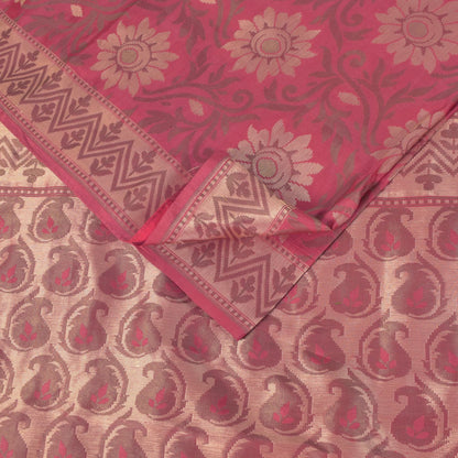 Sanskriti Vintage Soft Pink Pure Silk Saree Banarasi Brocade Floral Woven 5.5+YD